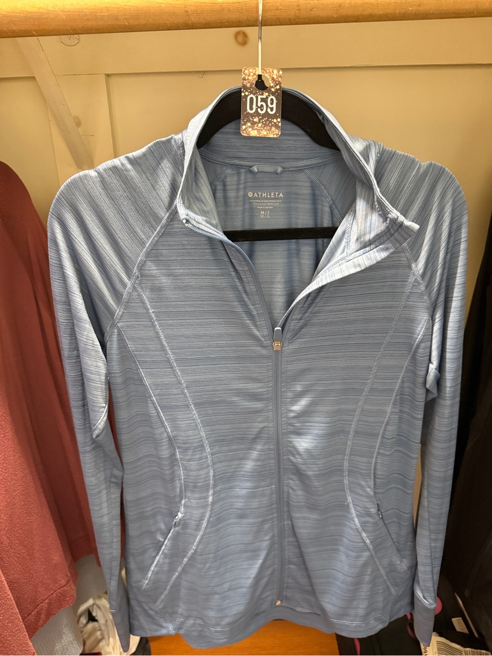 059 Athleta Pacifica Light Blue Zip-Up Bomber Jacket